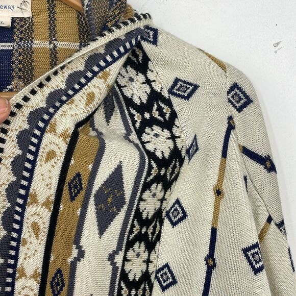 Freeway Waterfall Shawl Wrap Cardigan Sweater Aztec Print Long sleeves sz Large - Picture 7 of 16
